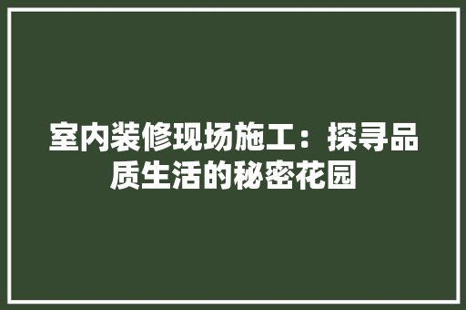 室内装修现场施工：探寻品质生活的秘密花园 现代风格装饰