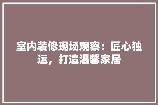 室内装修现场观察：匠心独运，打造温馨家居 现代风格装饰