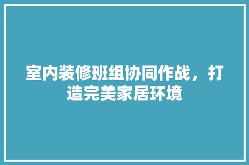 室内装修班组协同作战，打造完美家居环境 现代风格装饰