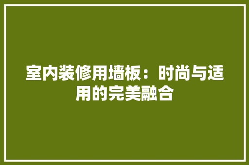 室内装修用墙板：时尚与适用的完美融合 现代风格装饰