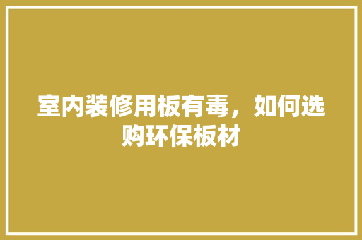 室内装修用板有毒，如何选购环保板材 现代风格装饰