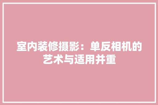 室内装修摄影：单反相机的艺术与适用并重 现代风格装饰