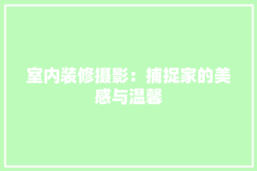 室内装修摄影：捕捉家的美感与温馨 现代风格装饰