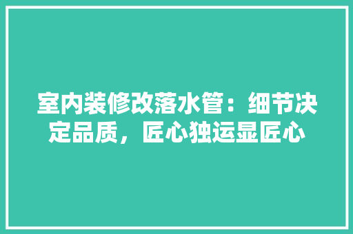 室内装修改落水管：细节决定品质，匠心独运显匠心 现代风格装饰
