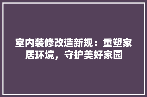 室内装修改造新规：重塑家居环境，守护美好家园 现代风格装饰