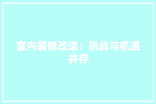 室内装修改造：挑战与机遇并存 现代风格装饰