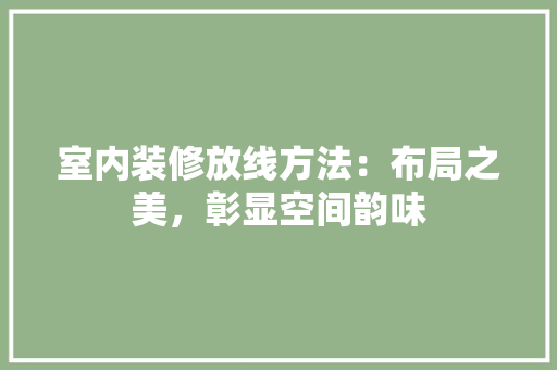 室内装修放线方法：布局之美，彰显空间韵味 现代风格装饰