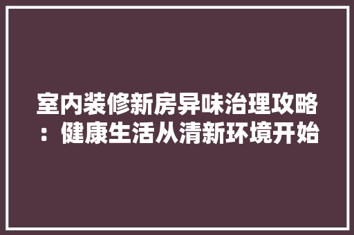室内装修新房异味治理攻略：健康生活从清新环境开始 现代风格装饰