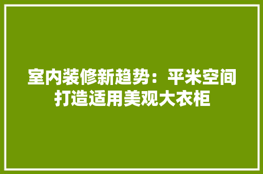 室内装修新趋势：平米空间打造适用美观大衣柜 现代风格装饰