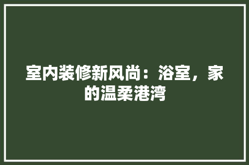 室内装修新风尚：浴室，家的温柔港湾 现代风格装饰