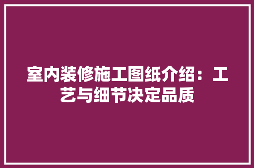 室内装修施工图纸介绍：工艺与细节决定品质 现代风格装饰