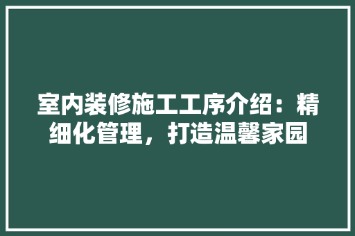 室内装修施工工序介绍：精细化管理，打造温馨家园 现代风格装饰
