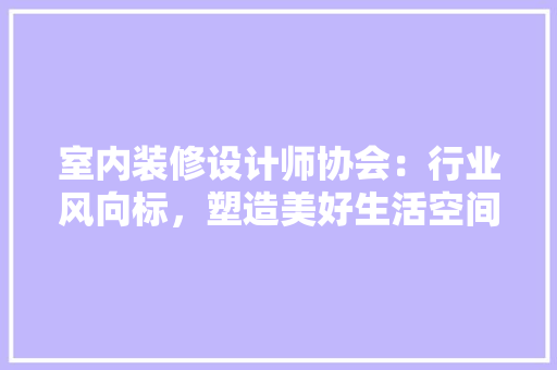 室内装修设计师协会：行业风向标，塑造美好生活空间 现代风格装饰