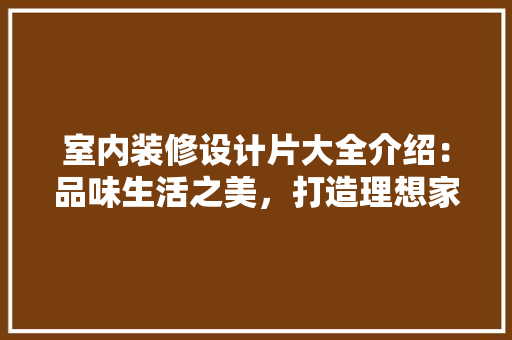 室内装修设计片大全介绍：品味生活之美，打造理想家园 现代风格装饰
