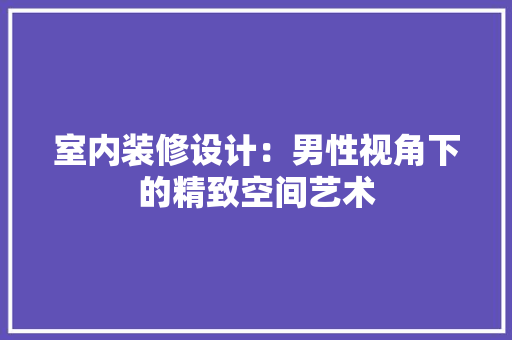 室内装修设计：男性视角下的精致空间艺术