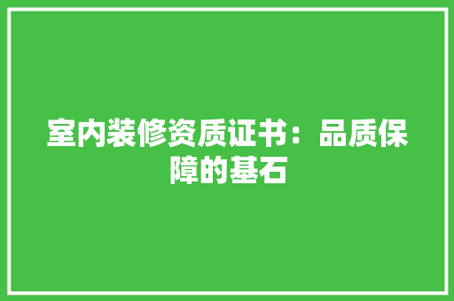室内装修资质证书：品质保障的基石 现代风格装饰