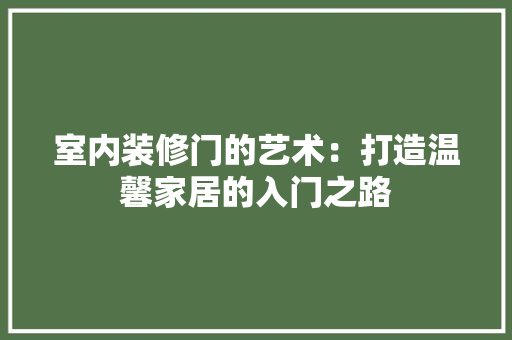 室内装修门的艺术：打造温馨家居的入门之路 现代风格装饰