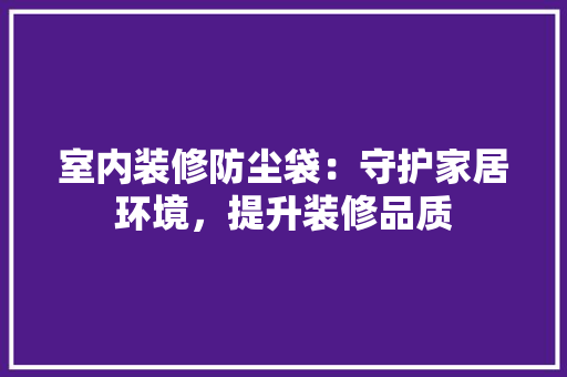 室内装修防尘袋：守护家居环境，提升装修品质 现代风格装饰