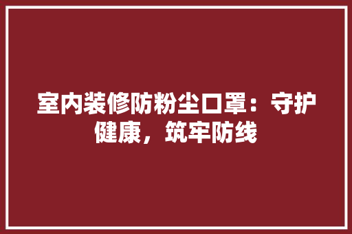 室内装修防粉尘口罩：守护健康，筑牢防线 现代风格装饰