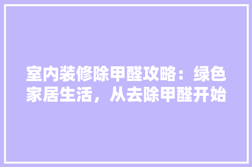 室内装修除甲醛攻略：绿色家居生活，从去除甲醛开始 现代风格装饰