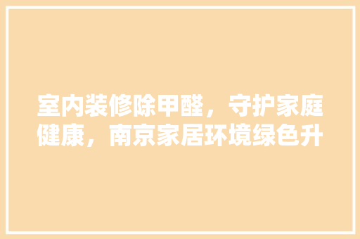 室内装修除甲醛，守护家庭健康，南京家居环境绿色升级 现代风格装饰