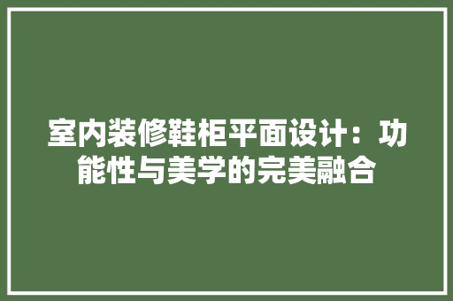 室内装修鞋柜平面设计：功能性与美学的完美融合 现代风格装饰