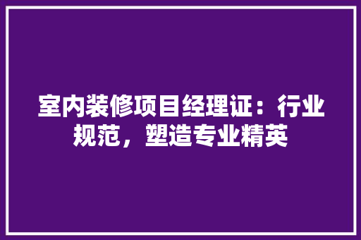 室内装修项目经理证：行业规范，塑造专业精英 现代风格装饰