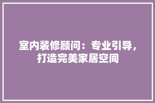 室内装修顾问：专业引导，打造完美家居空间 现代风格装饰