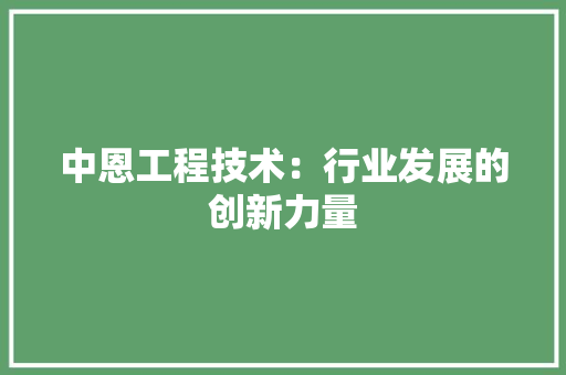 中恩工程技术：行业发展的创新力量 家居装修