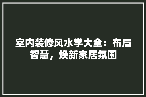 室内装修风水学大全：布局智慧，焕新家居氛围 现代风格装饰
