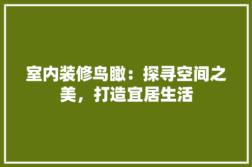 室内装修鸟瞰：探寻空间之美，打造宜居生活 现代风格装饰