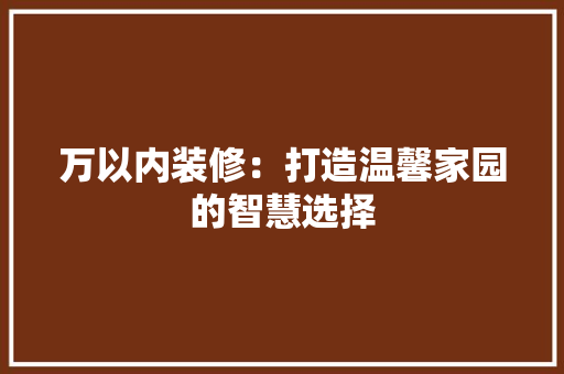 万以内装修：打造温馨家园的智慧选择 室内设计
