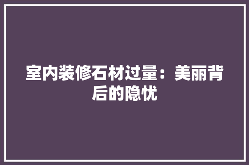 室内装修石材过量：美丽背后的隐忧 现代风格装饰