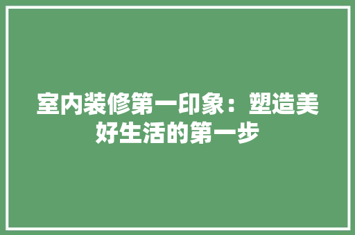 室内装修第一印象：塑造美好生活的第一步 现代风格装饰