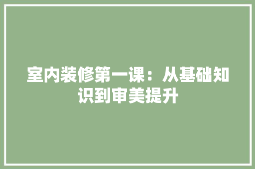 室内装修第一课：从基础知识到审美提升 现代风格装饰