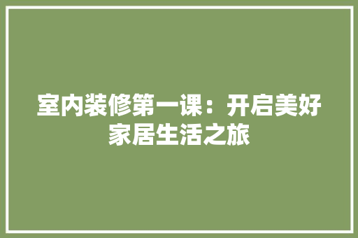 室内装修第一课：开启美好家居生活之旅 现代风格装饰