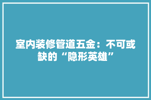 室内装修管道五金：不可或缺的“隐形英雄” 现代风格装饰