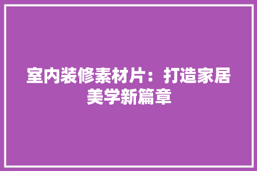 室内装修素材片：打造家居美学新篇章
