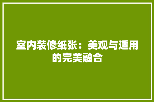 室内装修纸张：美观与适用的完美融合 现代风格装饰