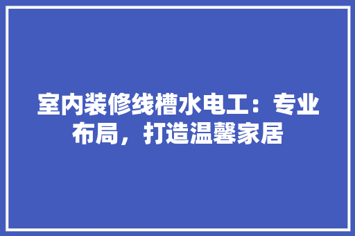 室内装修线槽水电工：专业布局，打造温馨家居