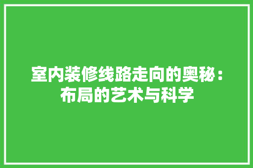 室内装修线路走向的奥秘：布局的艺术与科学 现代风格装饰