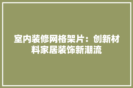 室内装修网格架片：创新材料家居装饰新潮流 现代风格装饰