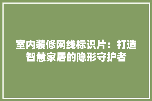 室内装修网线标识片：打造智慧家居的隐形守护者 现代风格装饰