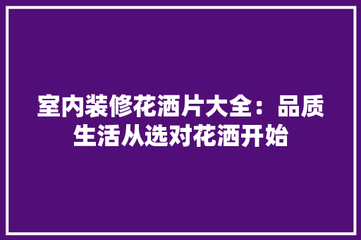 室内装修花洒片大全：品质生活从选对花洒开始