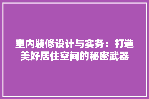 室内装修设计与实务：打造美好居住空间的秘密武器 现代风格装饰