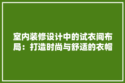 室内装修设计中的试衣间布局：打造时尚与舒适的衣帽间空间 现代风格装饰