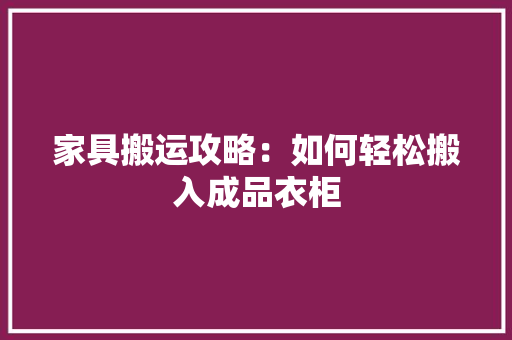 家具搬运攻略：如何轻松搬入成品衣柜 现代风格装饰