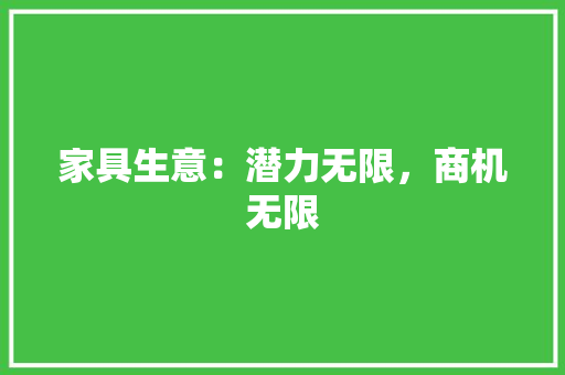 家具生意：潜力无限，商机无限 现代风格装饰