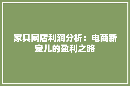 家具网店利润分析：电商新宠儿的盈利之路 现代风格装饰