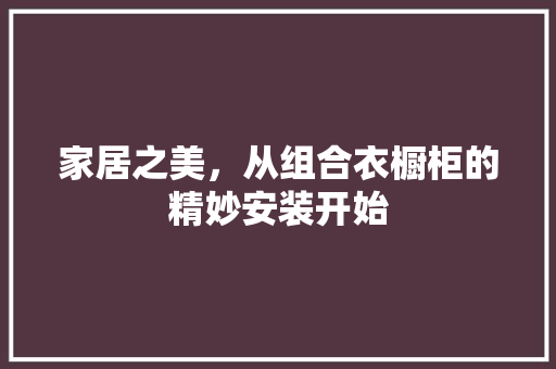 家居之美，从组合衣橱柜的精妙安装开始 现代风格装饰